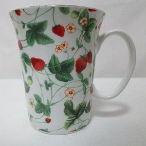 Gracie Strawberry teacup mug cup Fine Bone China dishwasher safe